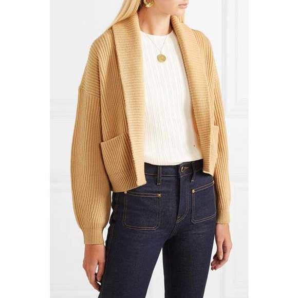 Vince Sweaters - VINCE Wool Cashmere Cropped Ribbed Wool Cardigan